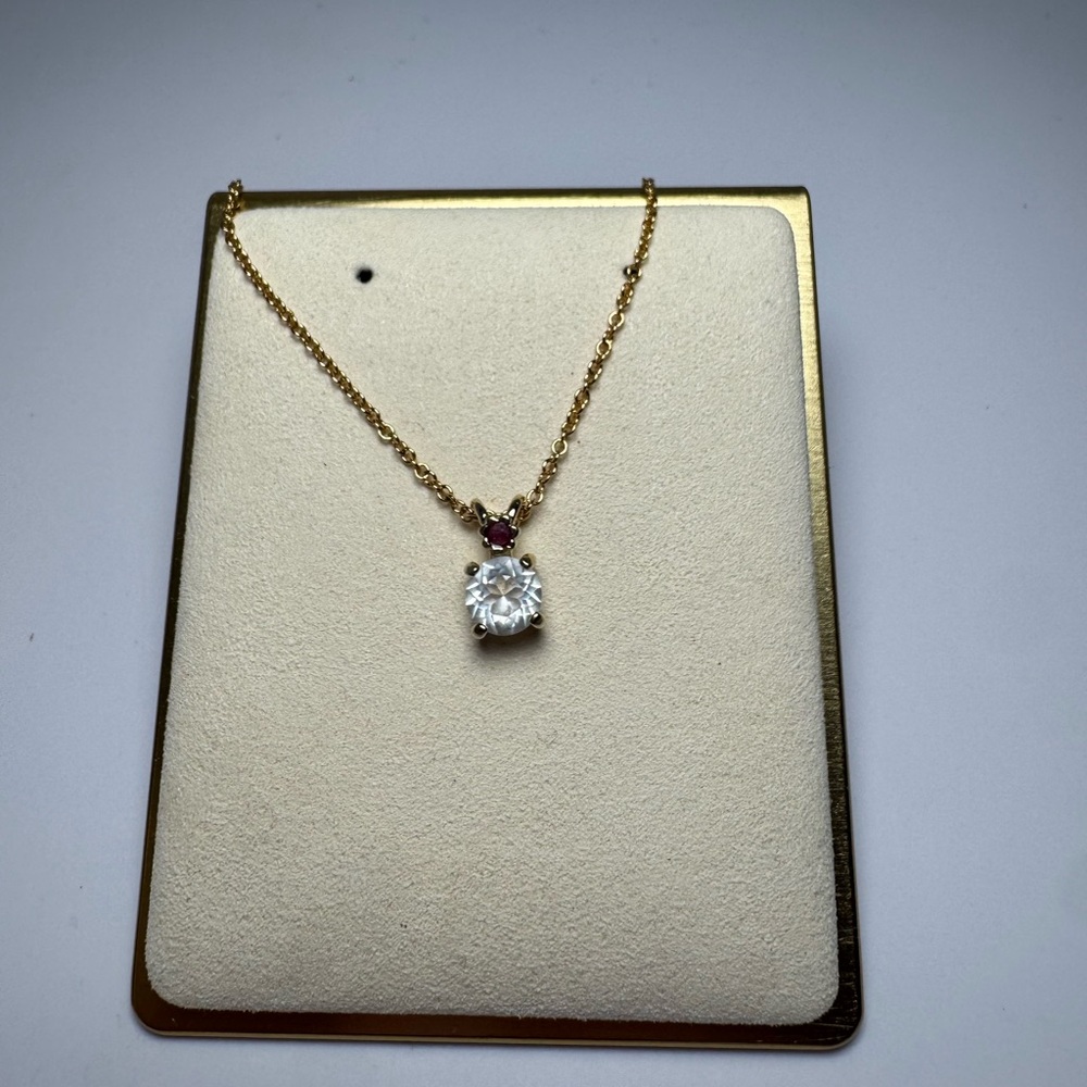 Crystal Authentic Ruby Solitaire Gold Filled Pend… - image 5